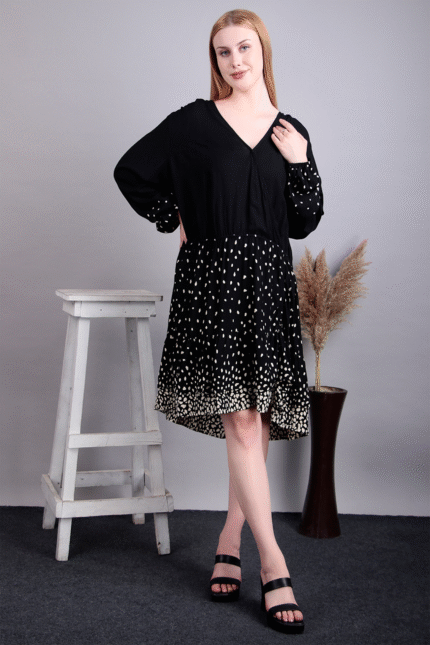 Printed Black Dress